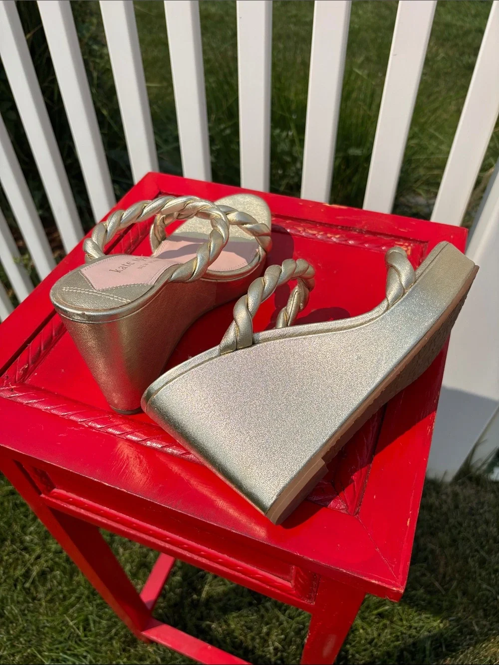 Kate Spade Gold Wedges Size 7.5, Worn Once
